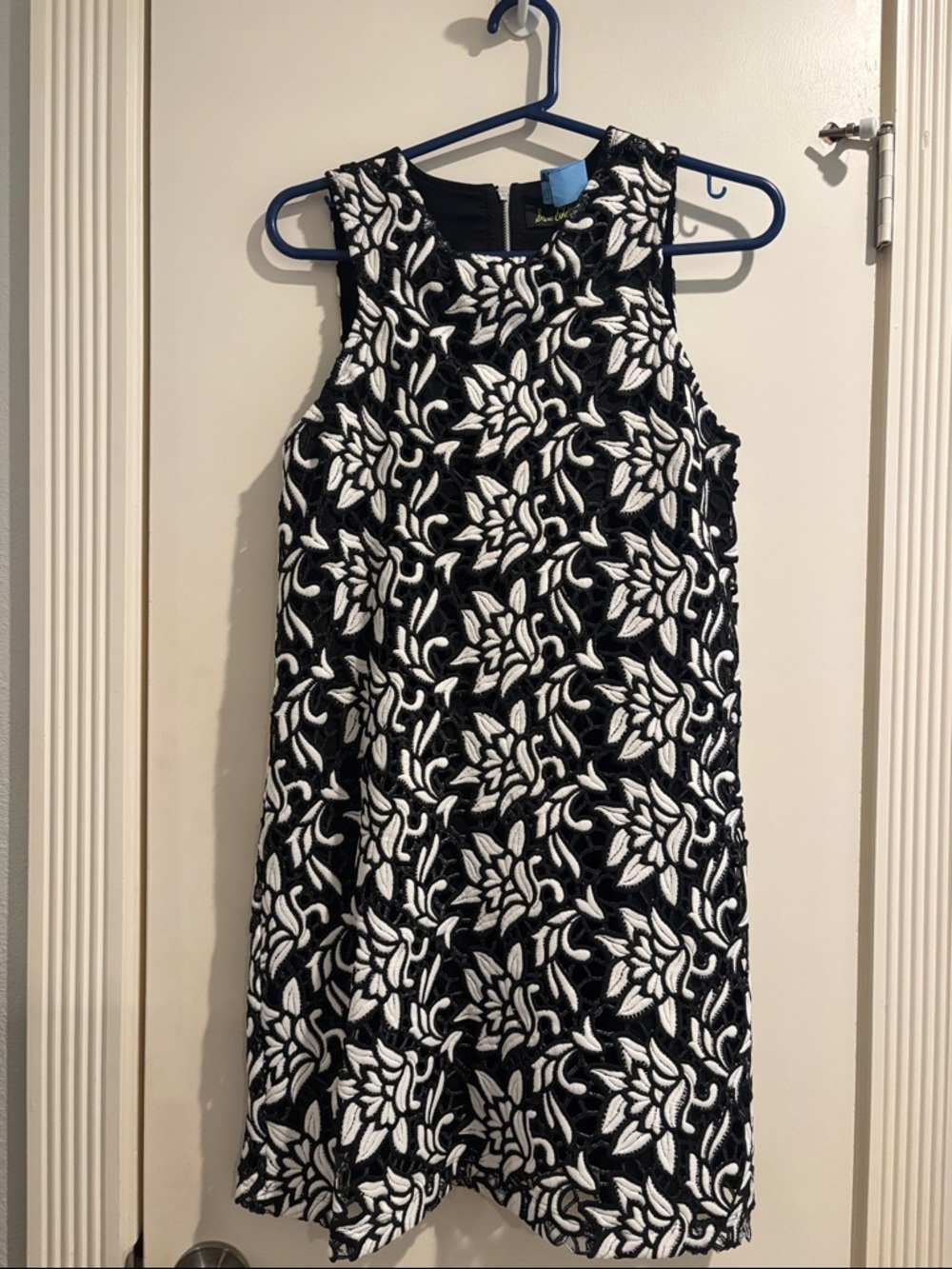 Sam Edelman Black and White Floral Embroidered Mini Dress